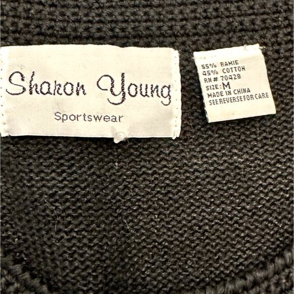 Sharon Young Vintage Cross Stitch & Beaded Black Woven Vest Women's Size Medium - Picture 4 of 12